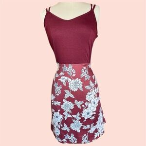 Moyabo V Neck Spaghetti Strap Red & White Floral Dress